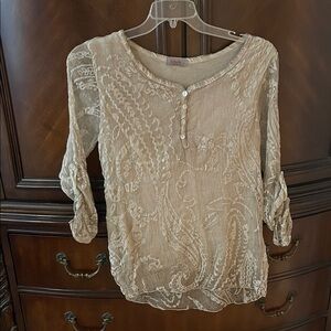 Elegant Beige Paisley Women's Blouse
